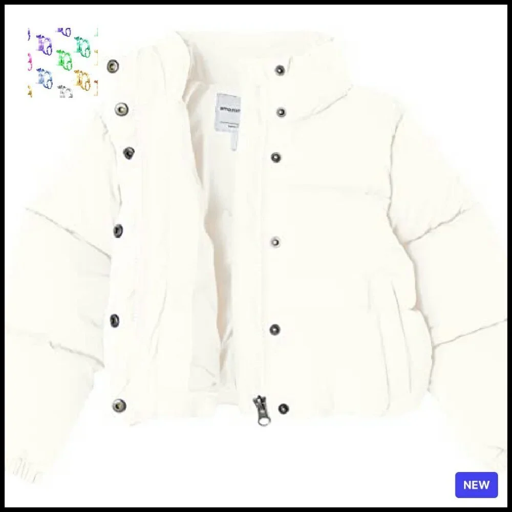 Girl's Cropped Puffer Jacket Quilted Matte Full Zip Winter Coat Chic